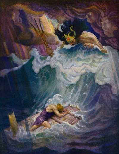 Odyssee: Het vlot van Odysseus door Newell Convers Wyeth